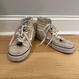 cream vans sk8-hi shoes